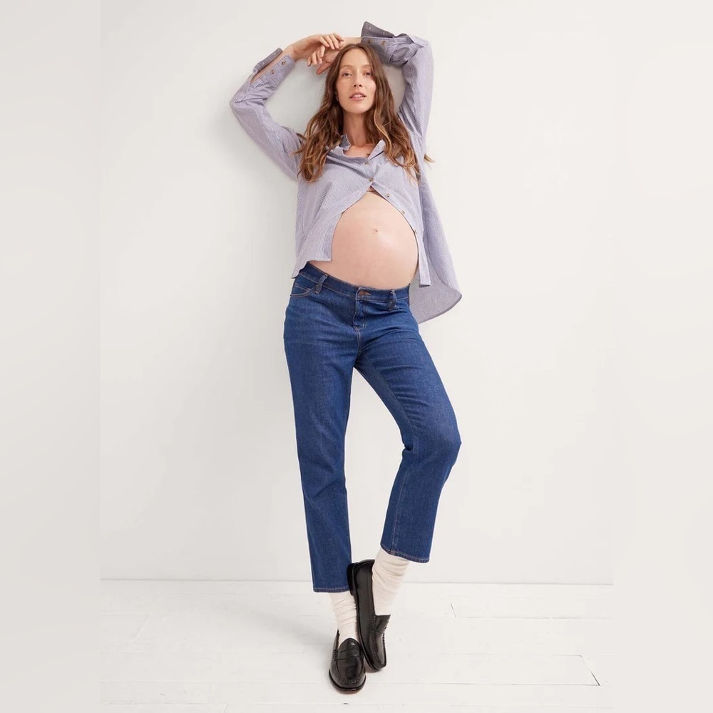 HATCH The Straight Leg Maternity Jeans in True Blue